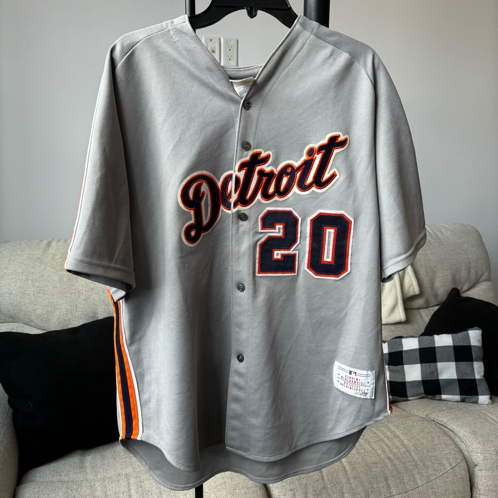 Vintage 90s Detroit Tigers MLB Mickey Tettleton #20 Pinstripe Jersey Size XL CCM
